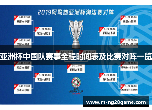 亚洲杯中国队赛事全程时间表及比赛对阵一览
